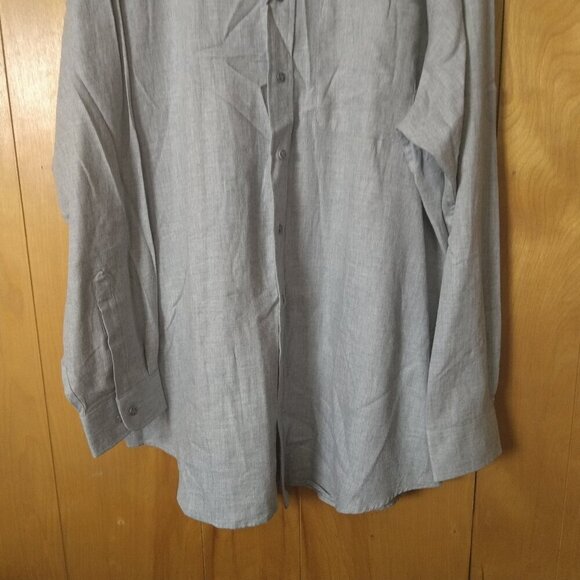 JOS A BANK SPORTSWEAR Men's XL Long Sleeve Gray Button Front Shirt 100% Cotton - Picture 3 of 4